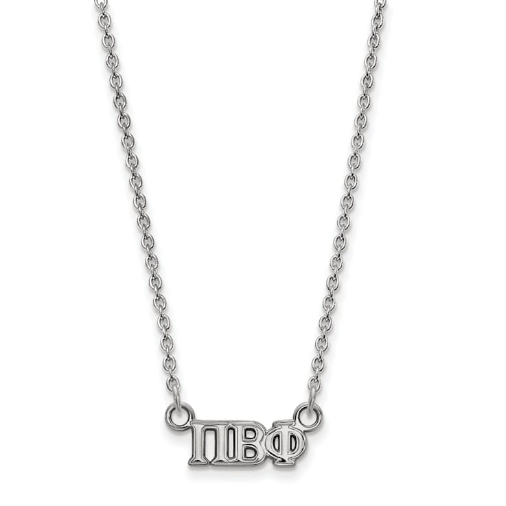 Rhodium Over Sterling Silver LogoArt Pi Beta Phi Extra Small Pendant Necklace
