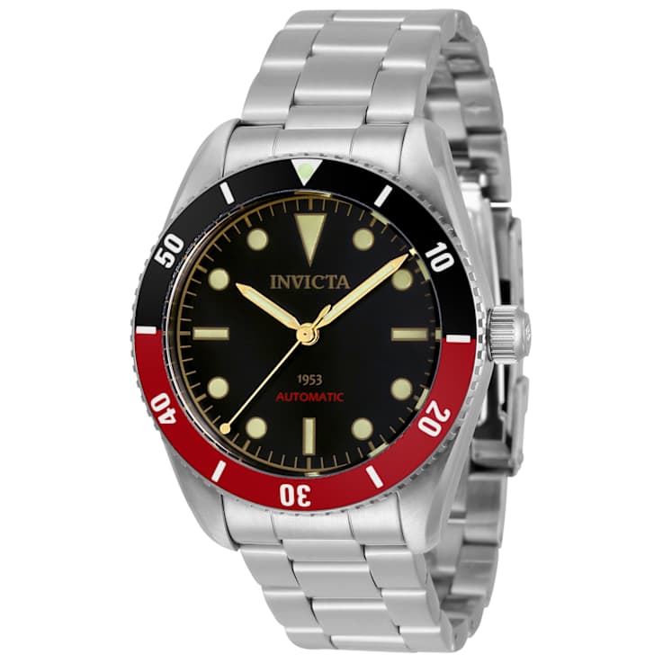 Invicta Pro Diver 40mm Black and Red Bezel Stainless Steel Automatic Watch