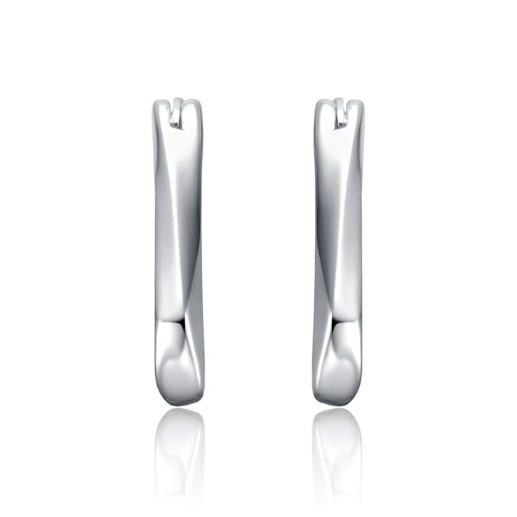 Wavy Twisted Hoop Earrings In White Rhodium Over Brass