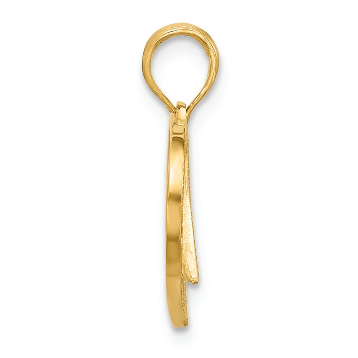 14k Yellow Gold Polished Fancy Wings and Heart Charm