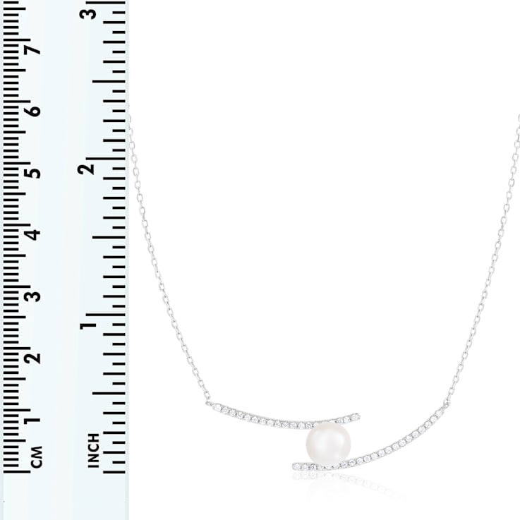 7.5-8mm White Cultured Freshwater Pearl Sterling Silver Necklace