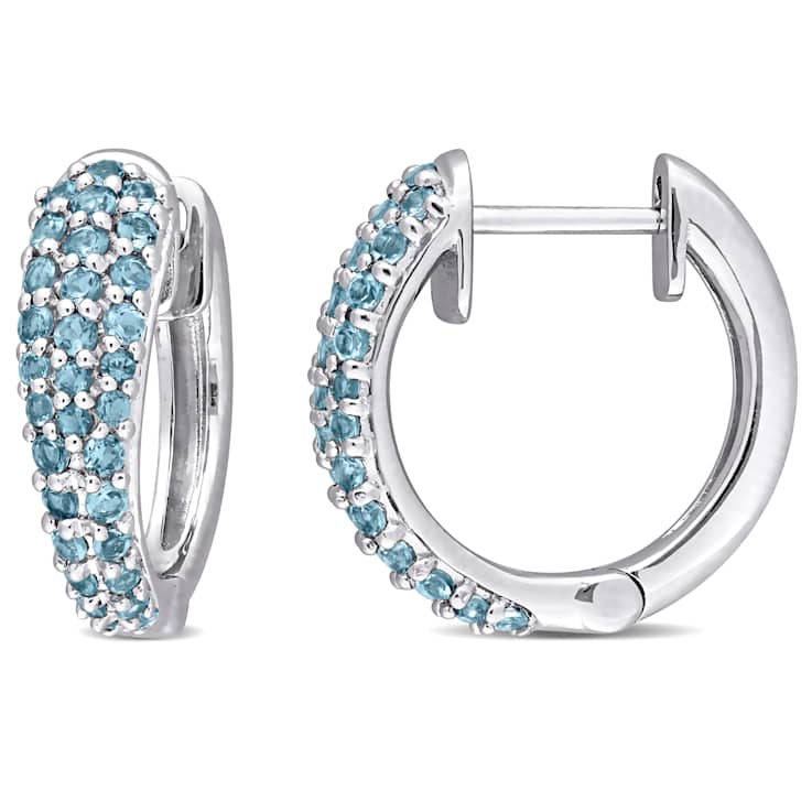 London Blue Topaz 10K White Gold Earrings 1.04ctw