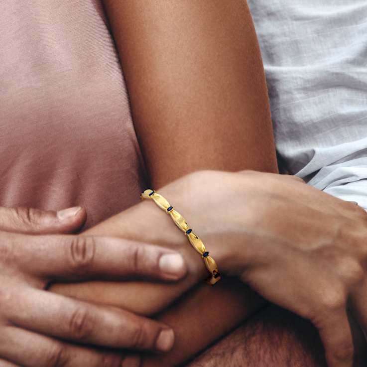 Blue Sapphire 10K Yellow Gold Bracelet 1.32ctw