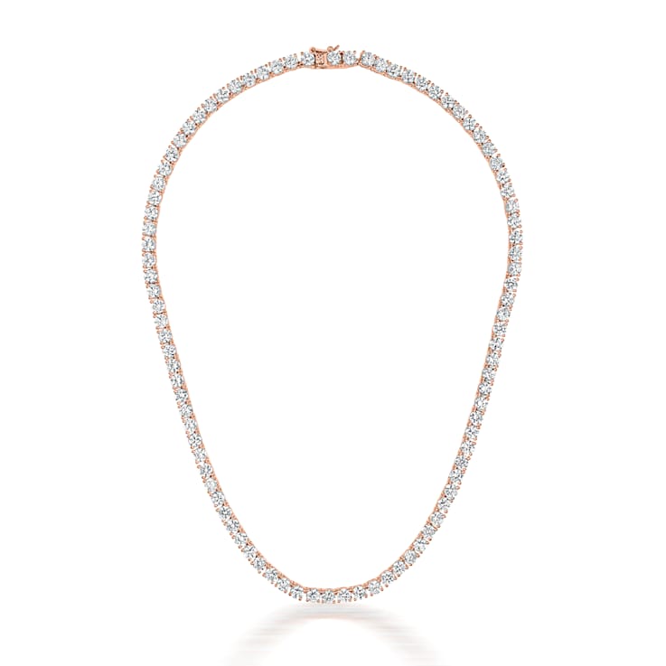CZ Tennis Necklace In 18K Rose Gold Over Sterling Silver