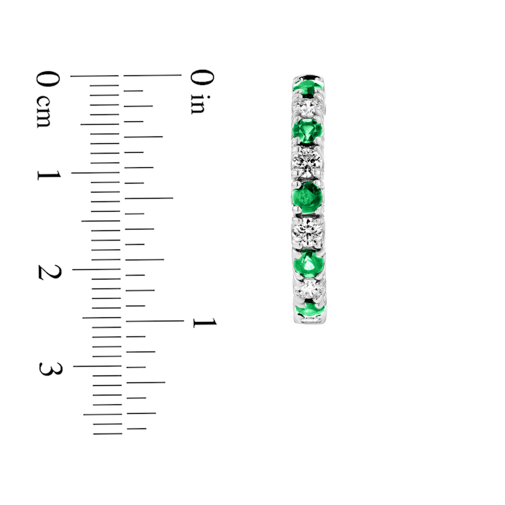3.58ctw Emerald and Diamond Hoop Earrings in 14k White Gold