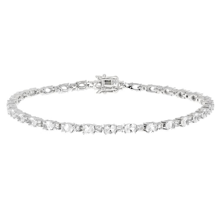 Lab-Created White Sapphire Tennis Bracelet In Sterling Silver 7.01ctw