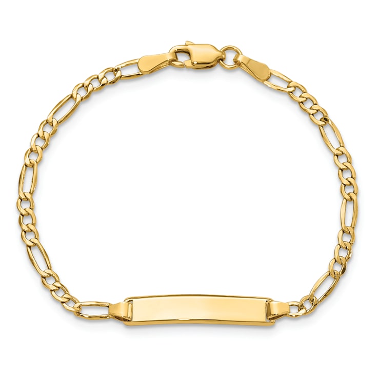 14k Yellow Gold Polished Figaro link ID Bracelet