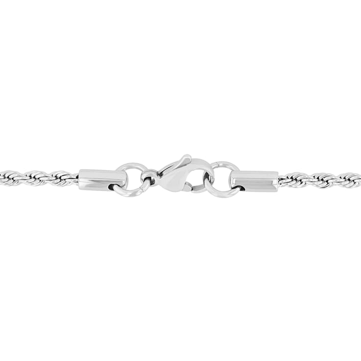 Robert Alton Men's Rope Chain Necklace 2.3mm In Stainless Steel 24 Inch