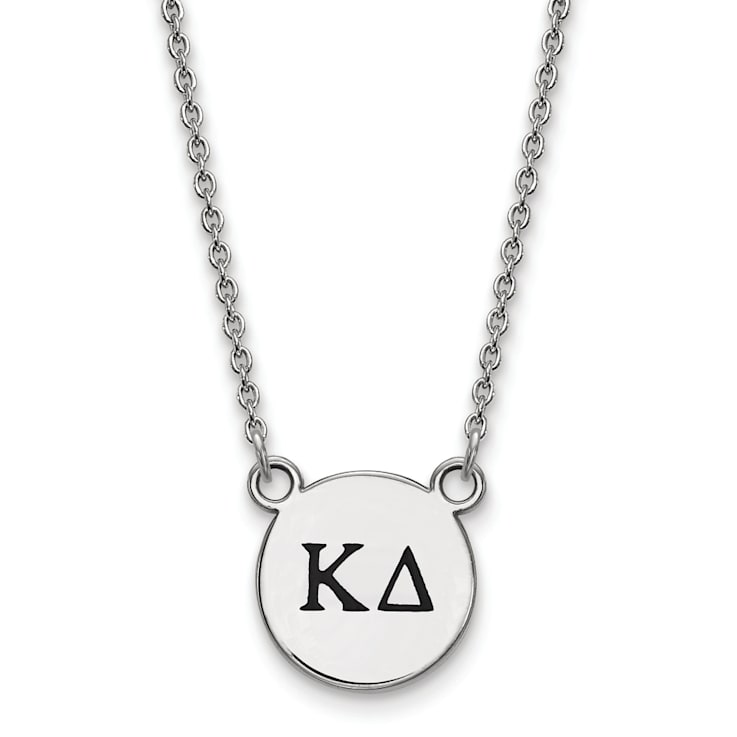 Rhodium Over Sterling Silver LogoArt Kappa Delta Small Enamel Pendant Necklace