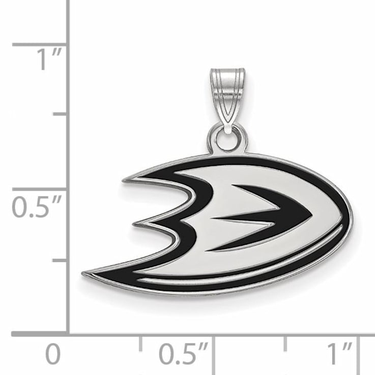 Rhodium Over Sterling Silver NHL LogoArt Anaheim Ducks Enamel Pendant