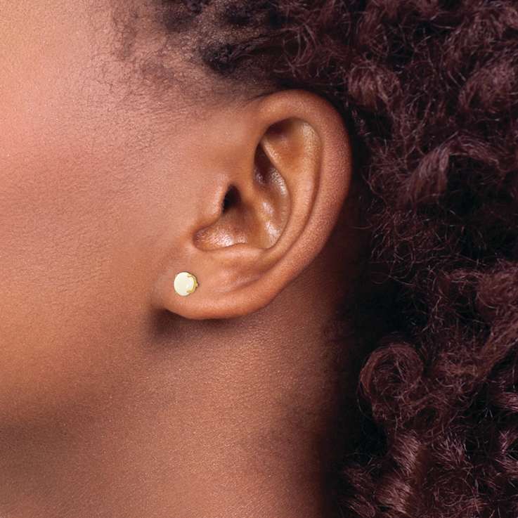 14k Yellow Gold Children's 5mm Round Opal Stud Earrings