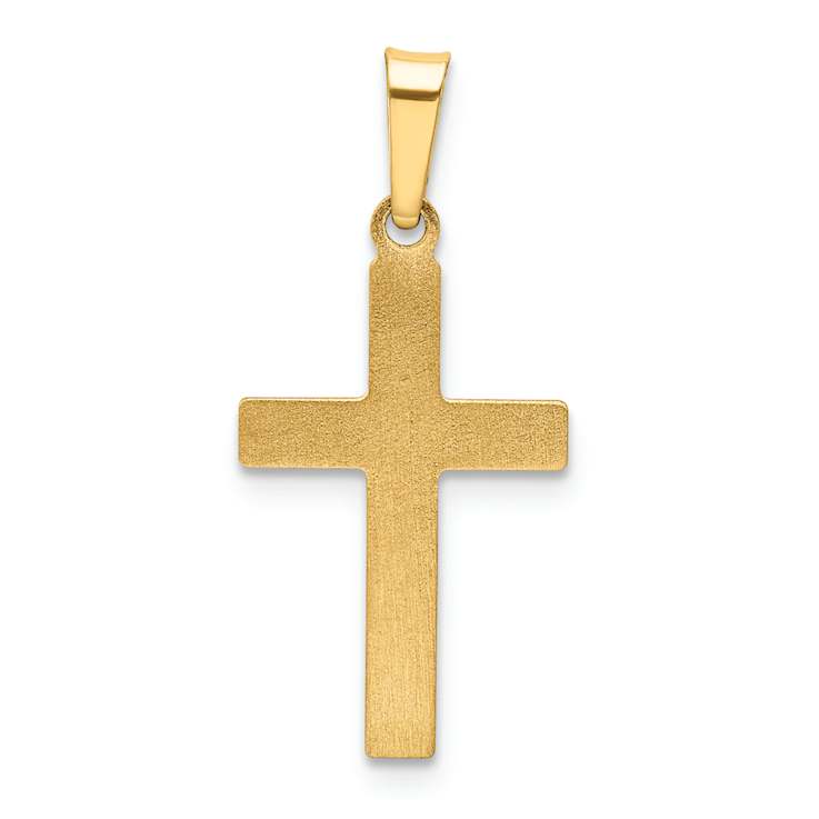 14k Yellow Gold Polished and Textured Latin Cross Pendant