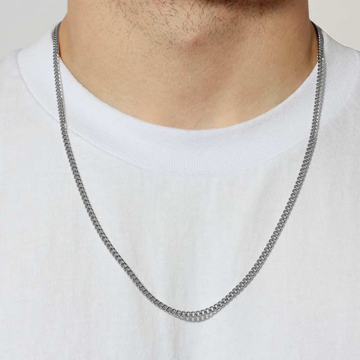 Robert Alton Men's Curb Link Chain Necklace 3.5mm In Stainless Steel 24 Inch