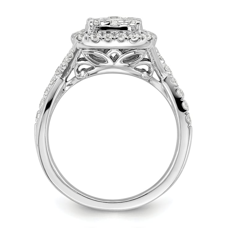 Rhodium Over 14K White Gold Lab Grown Diamond VS/SI GH, Cluster Ring 0.991ctw