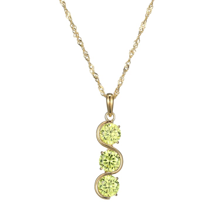 Green Cubic Zirconia 18k Yellow Gold Over Sterling Silver August
Birthstone Pendant 6.09ctw