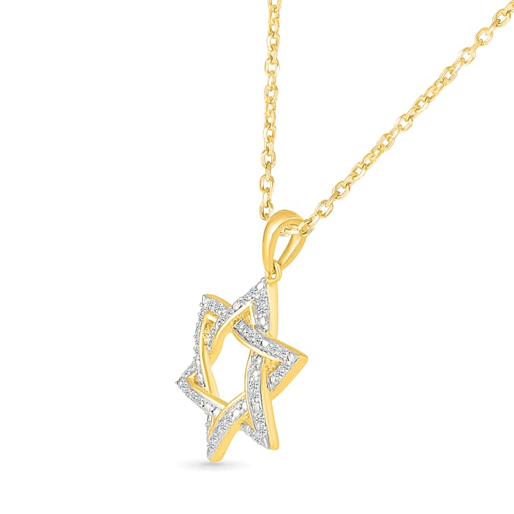 Diamond Star Of David Pendant In 10K Gold 0.10ctw