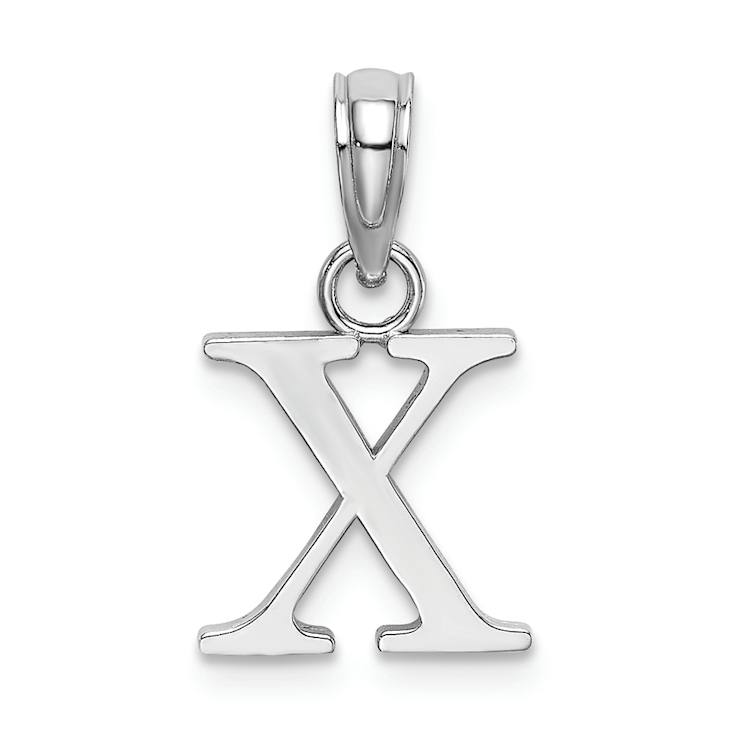Rhodium Over 14k White Gold Polished Block Letter X Initial Pendant