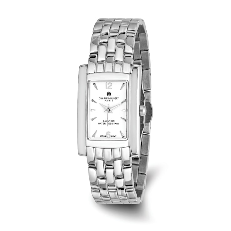 Mens Charles Hubert Solid Stainless Steel White Dial 26x31mm Watch