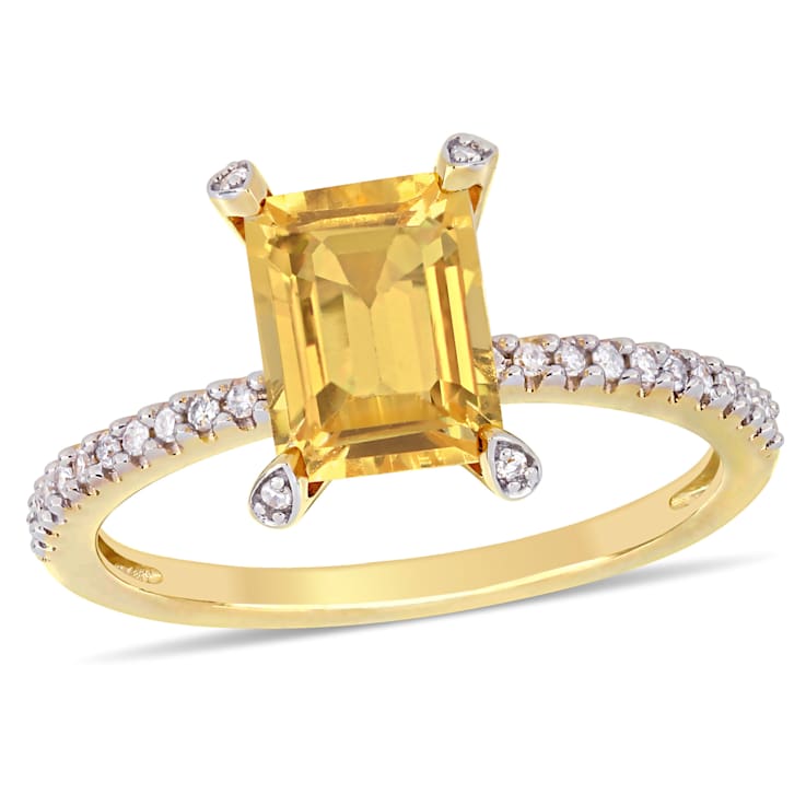 Citrine and Diamond 10K Yellow Gold Ring 1.6ctw