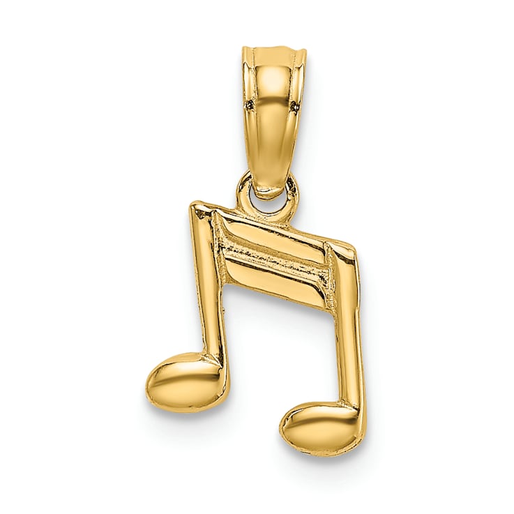 14k Yellow Gold 3D Textured Double Notes pendant