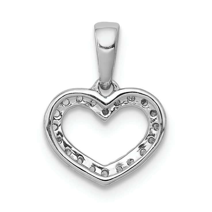 Rhodium Over 14K White Gold .03ctw Diamond Heart Pendant