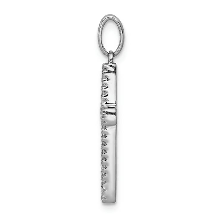 Rhodium Over 14k White Gold Diamond Cross Pendant
