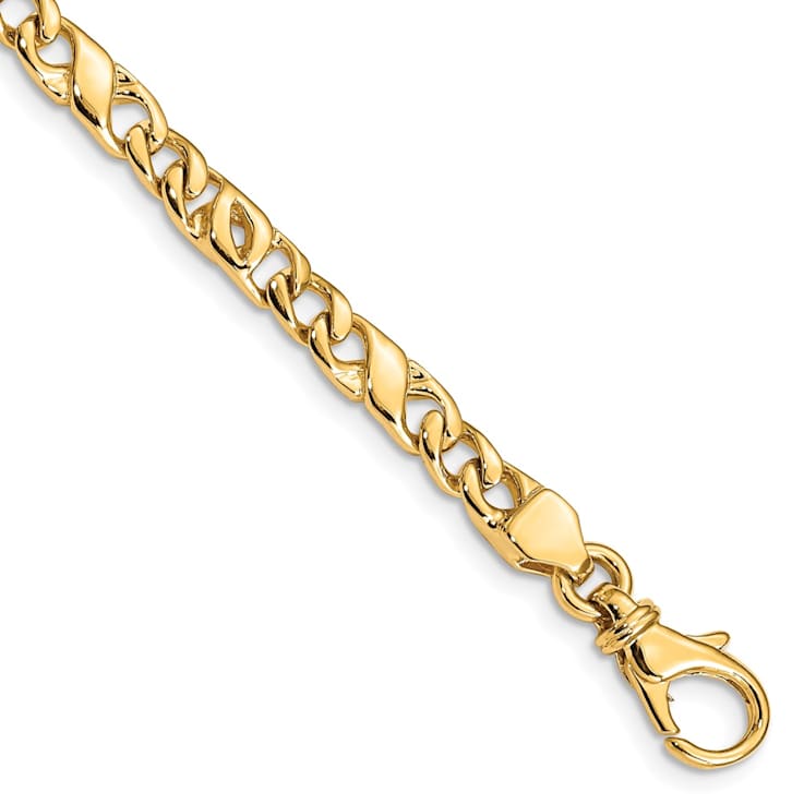 14K Yellow Gold 4.8mm Hand-Polished Fancy Link Bracelet