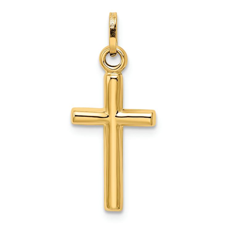 14k Yellow Gold 3D Reversible Cross Pendant