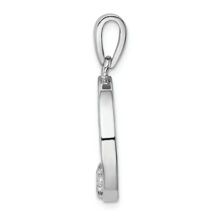 Rhodium Over Sterling Silver Lab Created Opal Starfish Ocean Pendant