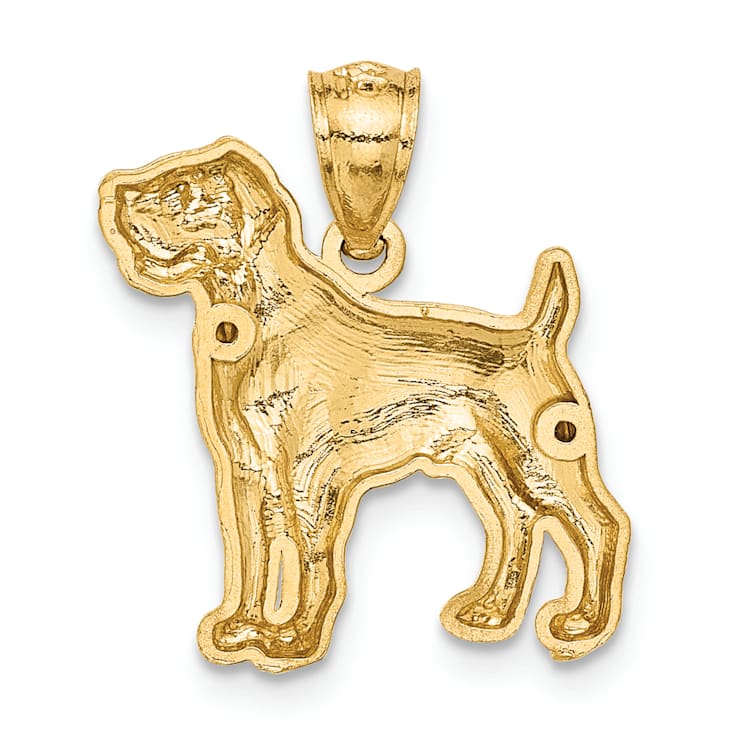 14k Yellow Gold Diamond-Cut and Brushed Boxer Dog Pendant