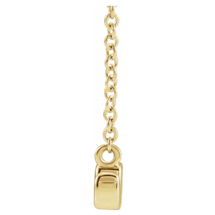 14K Yellow Gold Petite Lowercase Script mom Necklace, 18 Inches.