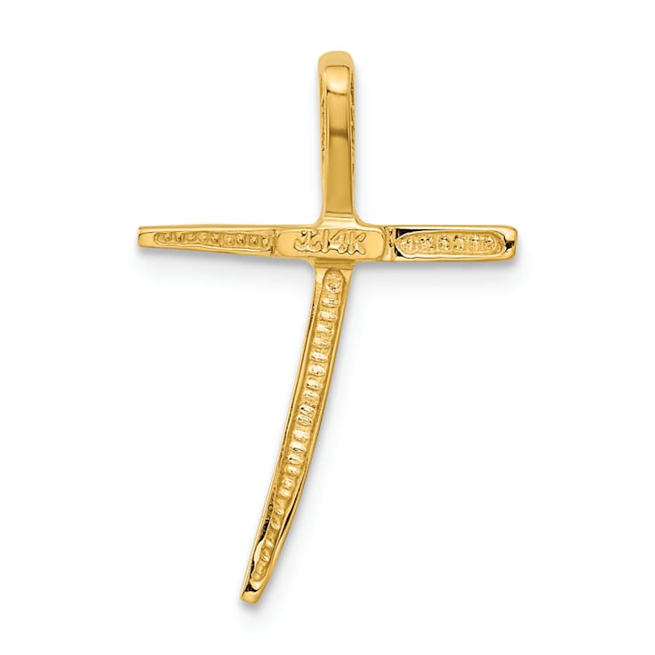 14K Yellow Gold Polished Curved Cross Chain Slide