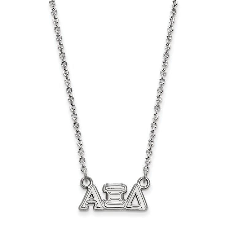 Rhodium Over Sterling Silver LogoArt Alpha Xi Delta Extra Small Pendant Necklace