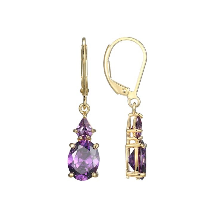 Purple Cubic Zirconia 18k Yellow Gold Over Sterling Silver February
Birthstone Earrings 6.56ctw