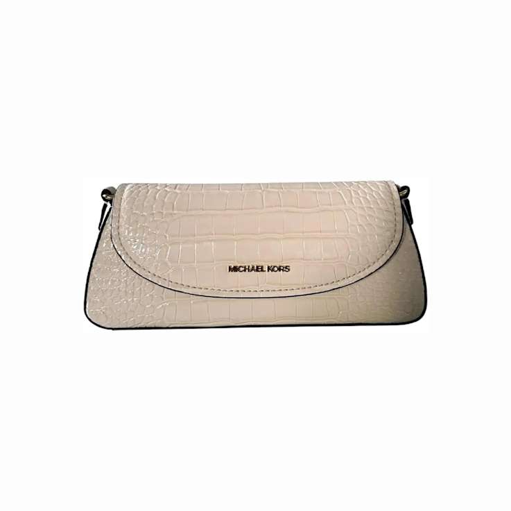 Michael Kors Katya Medium Flap Crossbody Handbag in Faux Embossed Croc
Patent Light Cream