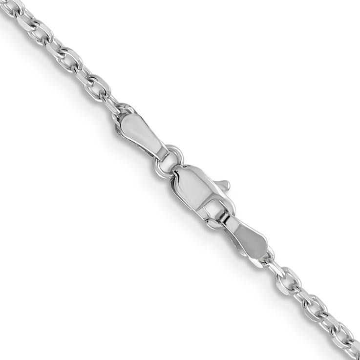 Rhodium Over 14k White Gold 2.2mm Diamond-Cut Solid Round Open Link
Cable 16 Inch Chain