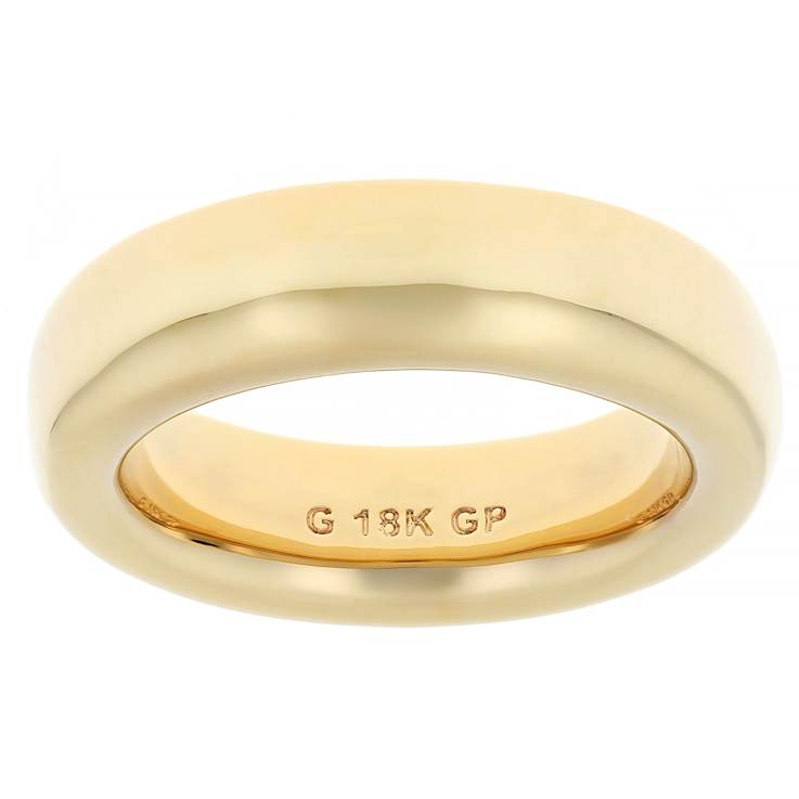 Polished Comfort Fit Band Ring In 18K Gold Over Bronze