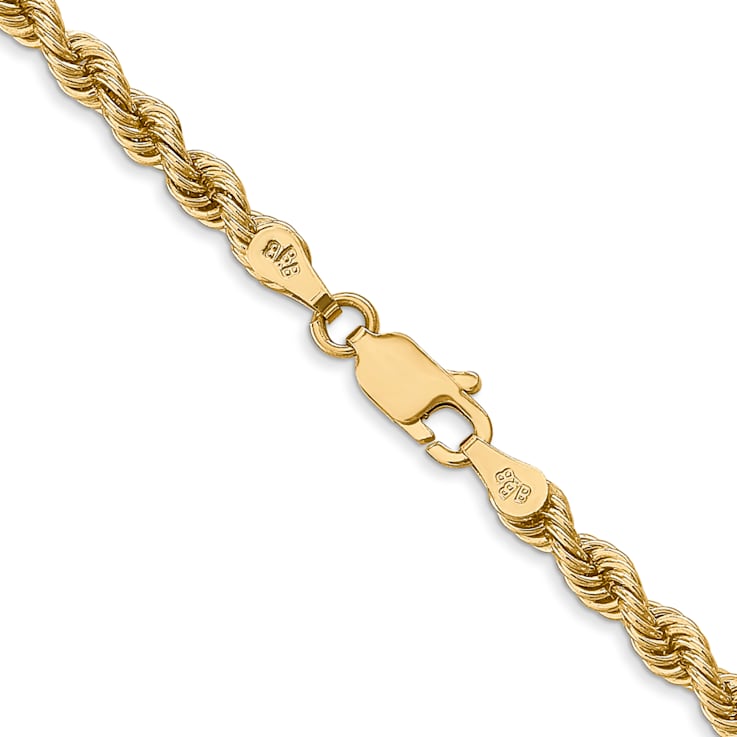 14k Yellow Gold 3.65mm Solid Rope 28 Inch Chain