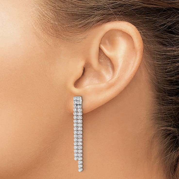 Rhodium Over 14K White Gold Lab Grown Diamond SI1/SI2, G H I, Post
Dangle Earrings