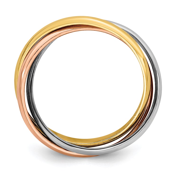 14K Tri-color Gold Polished Rolling Ring