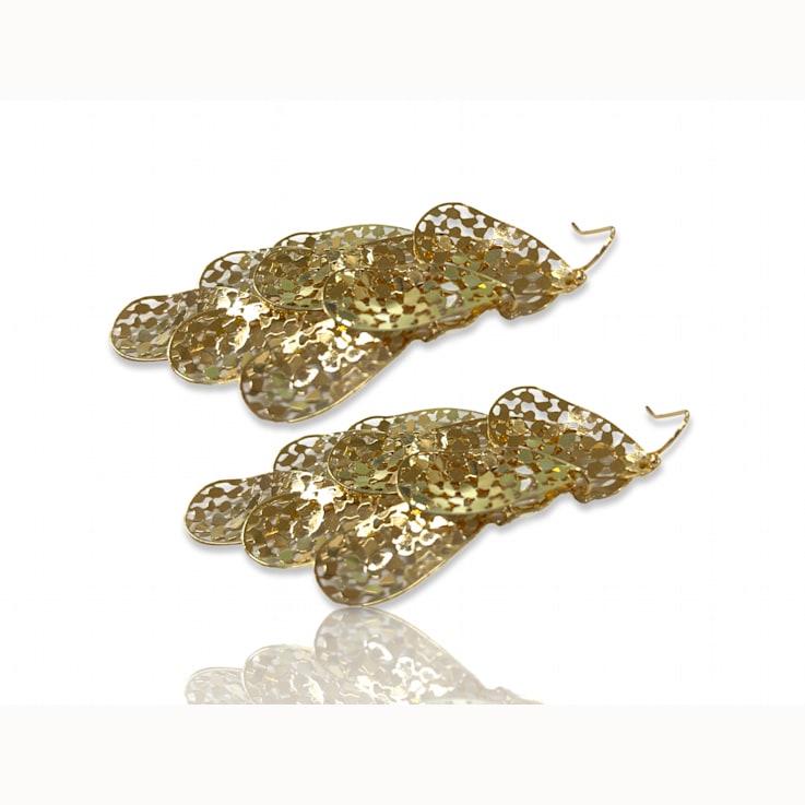 Gold Tone Filigree Drop Cluster Earring
