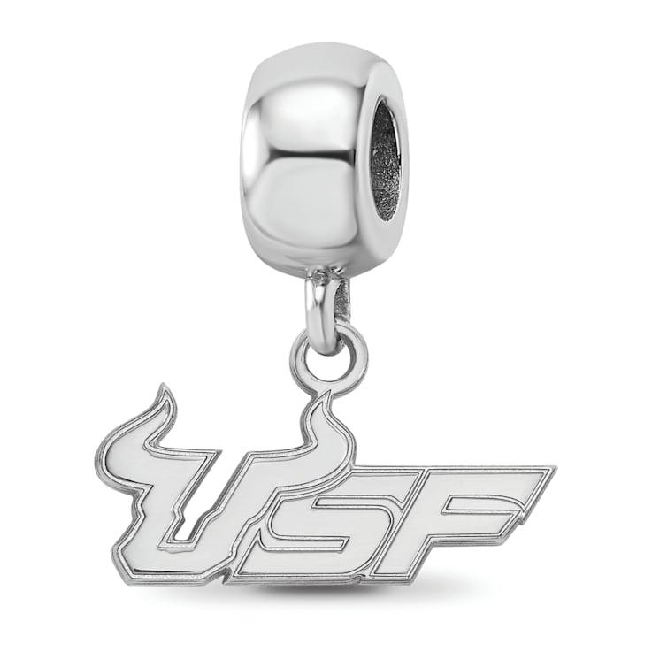 Sterling Silver Rhodium-plated LogoArt University of South Florida Small
Dangle Bead