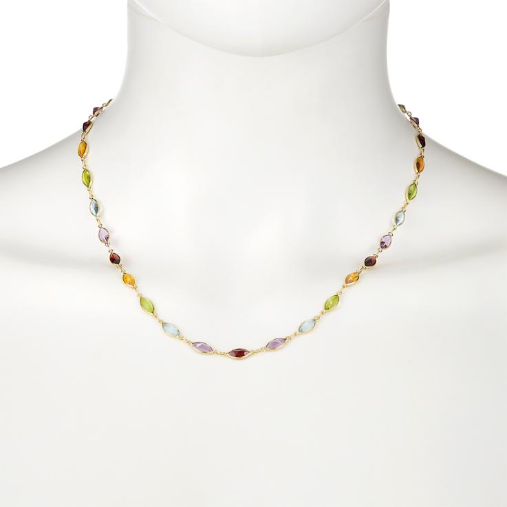 Multi-Gem 14k Yellow Gold 18" Necklace 18.88ctw