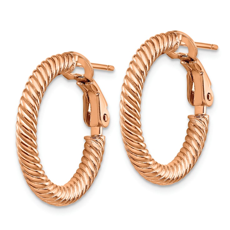 14k Rose Gold Twisted 13/16" Round Hoop Earrings