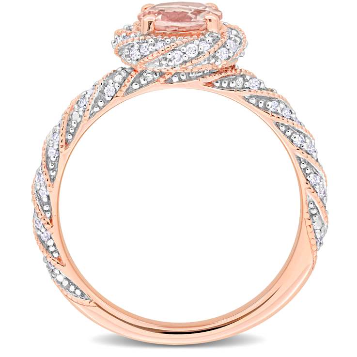 Morganite and Diamond 14K Rose Gold Ring 1.09ctw