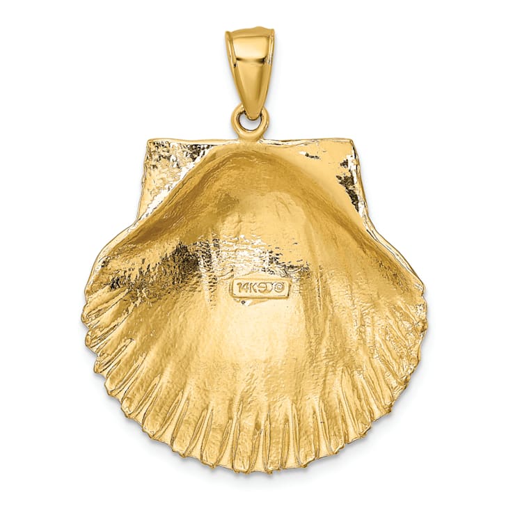 14k Yellow Gold Textured Scallop Shell Pendant