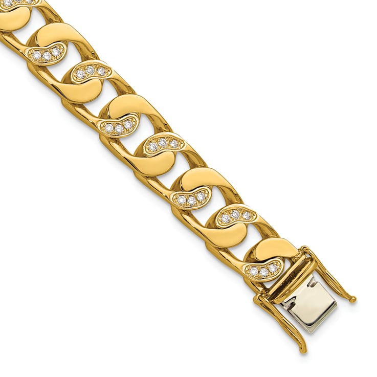 14K Yellow Gold Diamond Curb 8.5-inch Bracelet 1.82ctw