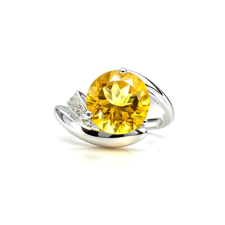 Citrine and White Topaz Sterling Silver Ring