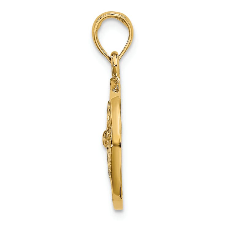 10K Yellow Gold 2D Textured Cut-Out Sand Dollar Charm