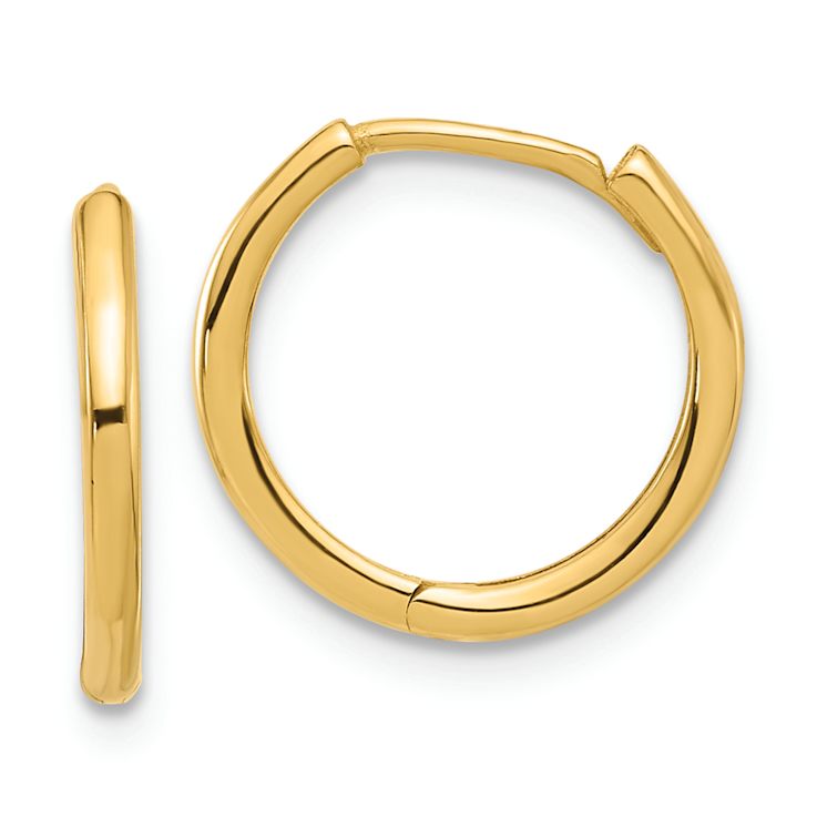 14k Yellow Gold Polished 9/16" Hinged Hoop Earrings